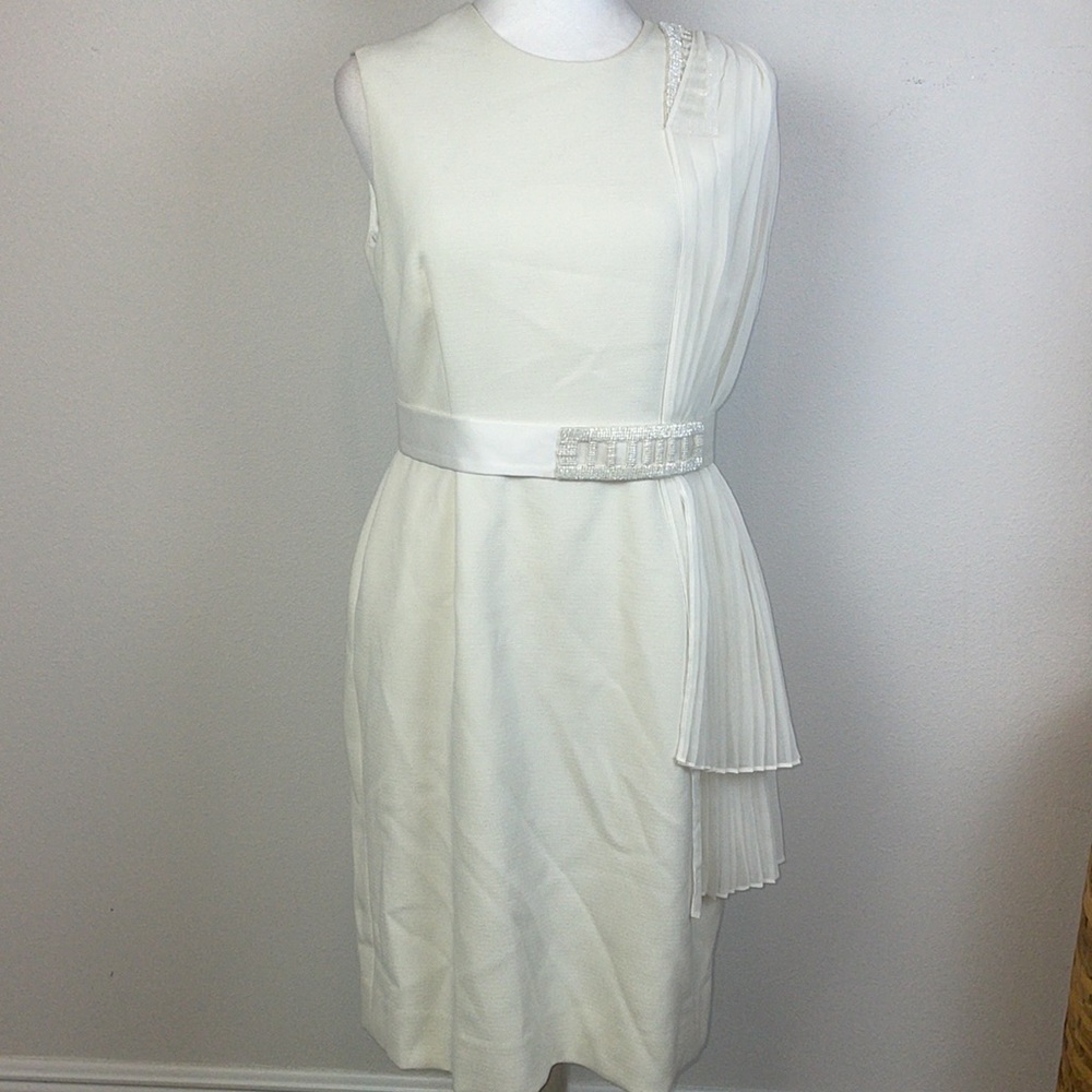 Retail $1,000 Miri New York White One Shoulder Knee-Length Embellished Dress